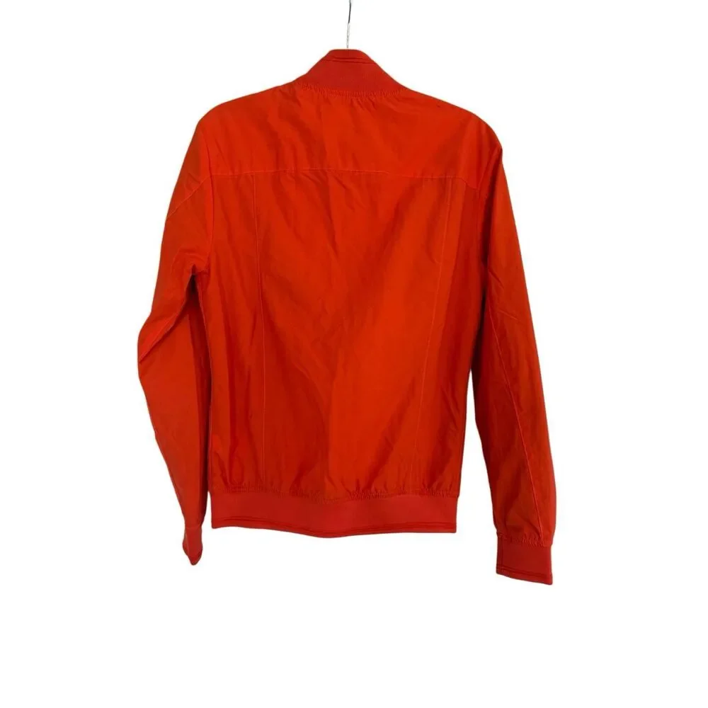 Zara Mens Denim Couture Full Zip Bomber Jacket Orange Medium